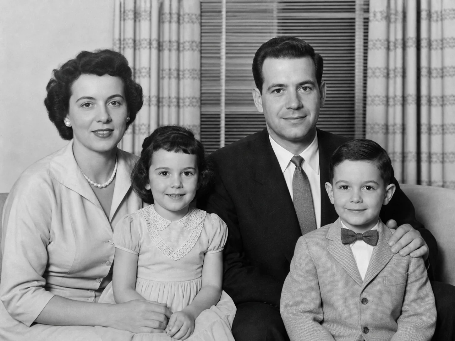 Restored family portrait after AI photo restoration