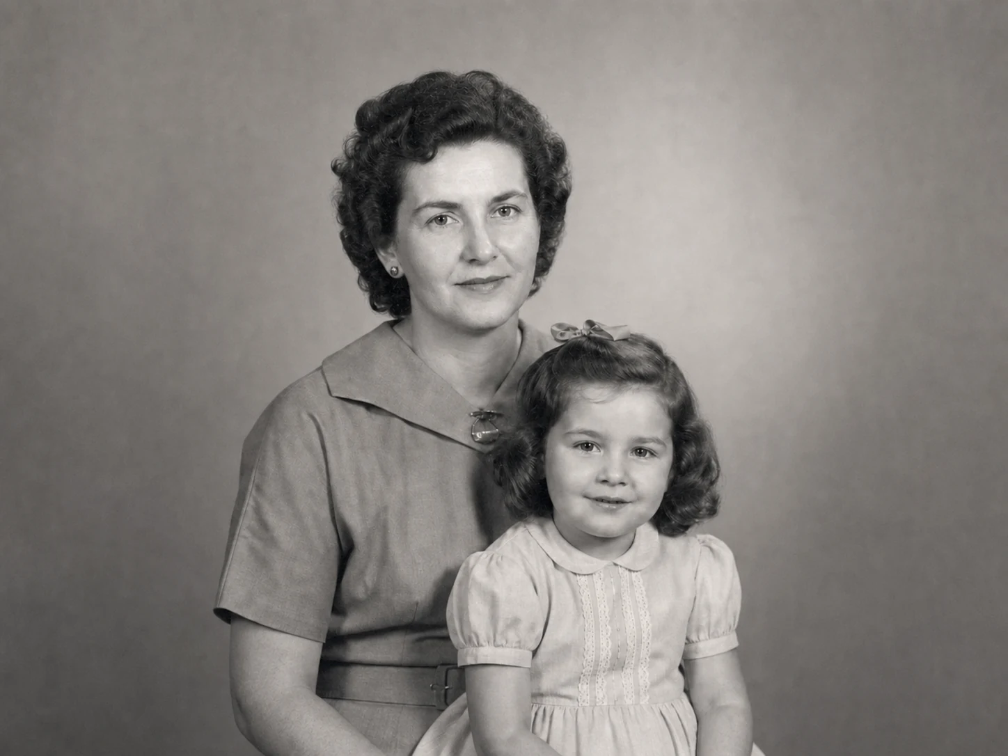 Restored family portrait after AI photo restoration